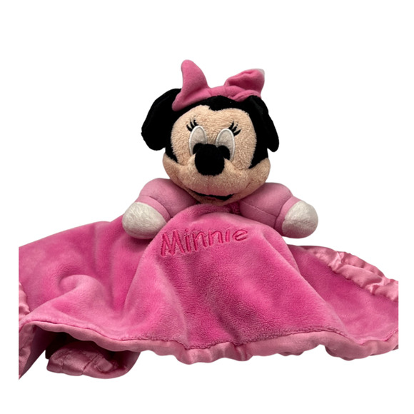 Minnie Mouse Lovey Security Blanket Plush Stuffed Animal Pink Satin Baby Infant - Picture 1 of 7